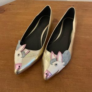 Gold unicorn flats!